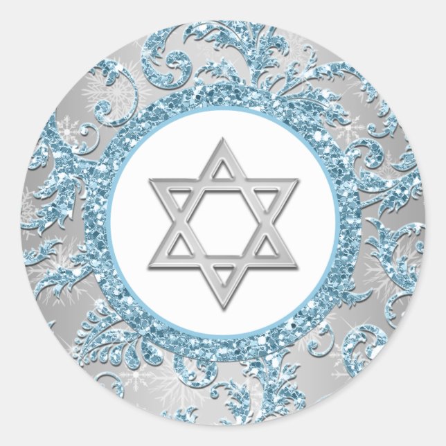 Winter Wonderland Damask Bat Mitzvah Sticker 9 (Vorderseite)