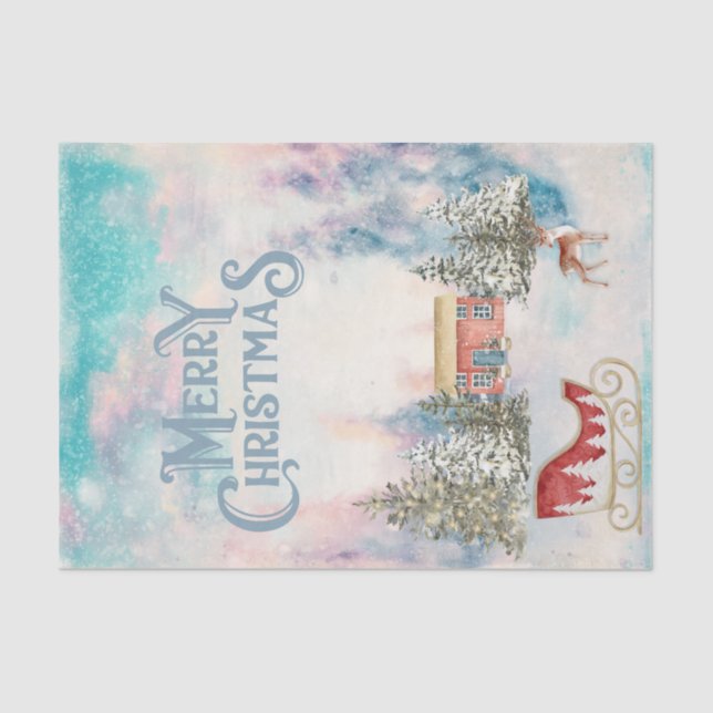 Winter Wonderland Decoupage Paper: Santa's Sleigh Seidenpapier (Vorderseite)