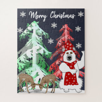 Winter Wonderland Deer, Tree, & Bear Christmas  Puzzle