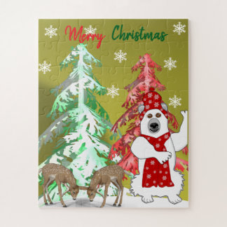 Winter Wonderland Deer, Tree, & Bear Christmas  Puzzle