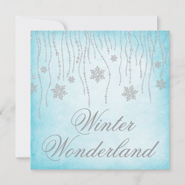 Winter Wonderland Diamond Snowflakes Prom Einladung (Vorderseite)
