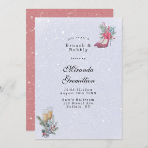 Winter Wonderland Dusty Blue Brunch und Bubbly Einladung