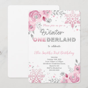 Winter Wonderland Einladung zum ersten Geburtstag