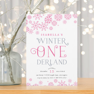 Winter Wonderland Einladung zum ersten Geburtstag