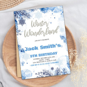 Winter Wonderland Einladungen Blauer Silberschnee