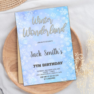 Winter Wonderland Einladungen Blue Silver Glitzer