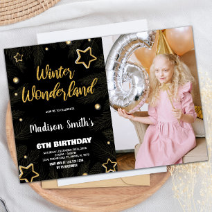 Winter Wonderland Einladungen Gold Black Foto