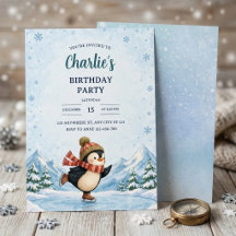 Winter Wonderland Eislaufen Pinguin Geburtstag