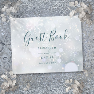 Winter Wonderland Elegante Schrift Schnee Hochzeit Gästebuch
