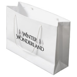 Winter Wonderland - Eleganter Text und Pine Trees Große Geschenktüte
