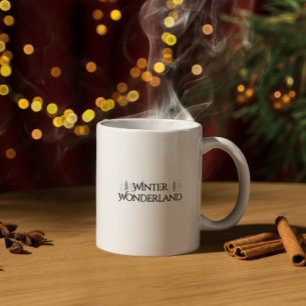 Winter Wonderland - Eleganter Text und Pine Trees Kaffeetasse