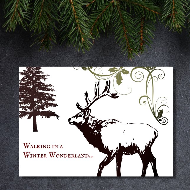Winter Wonderland Elk Happy Holidays Weihnachten Karte (Von Creator hochgeladen)
