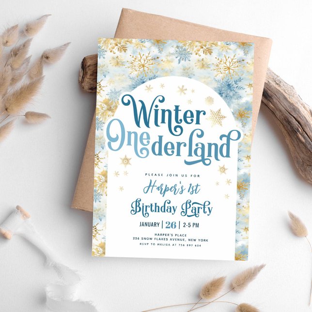 Winter Wonderland Erster Geburtstag Einladung (Von Creator hochgeladen)