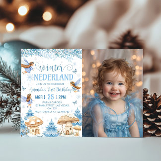 Winter Wonderland Fairy 1. Geburtstag Foto Einladung