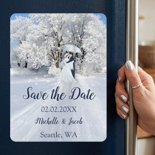 Winter Wonderland Fine Art Save-the-Date-Karte Magnet