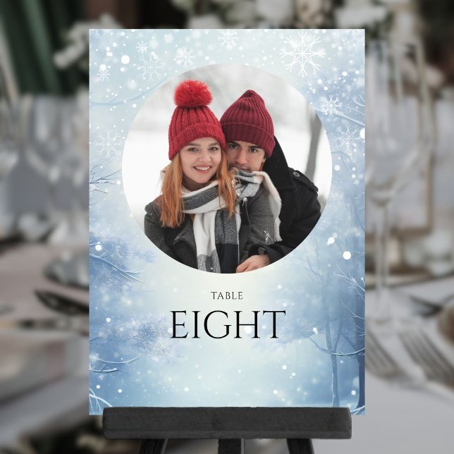 Winter Wonderland Forest Foto Tischnummer (Winter Wonderland Forest Photo Table Number)