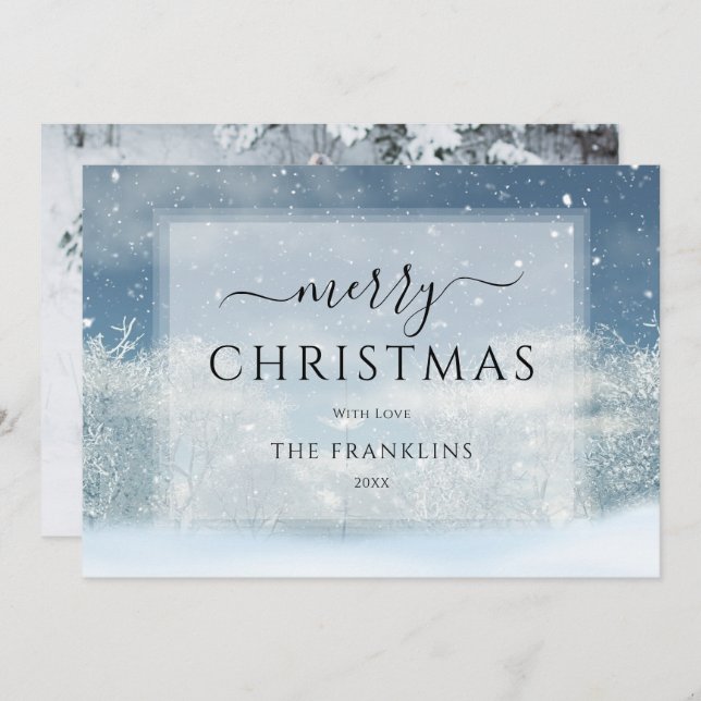 Winter Wonderland Forest Foto Weihnachten (Vorne/Hinten)