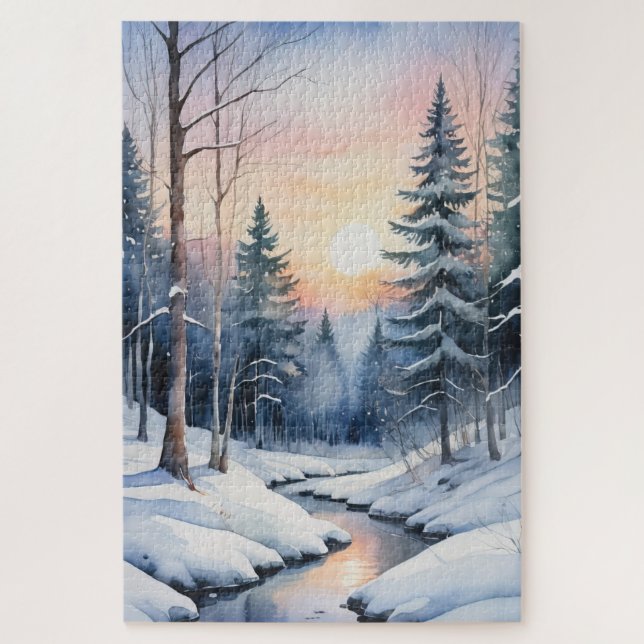 Winter Wonderland Forest Landschaft Puzzle (Vertikal)