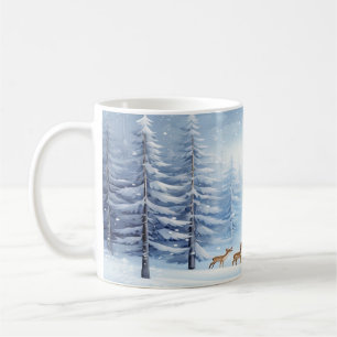 Winter Wonderland Forest Tasse mit Schnee und Hirs