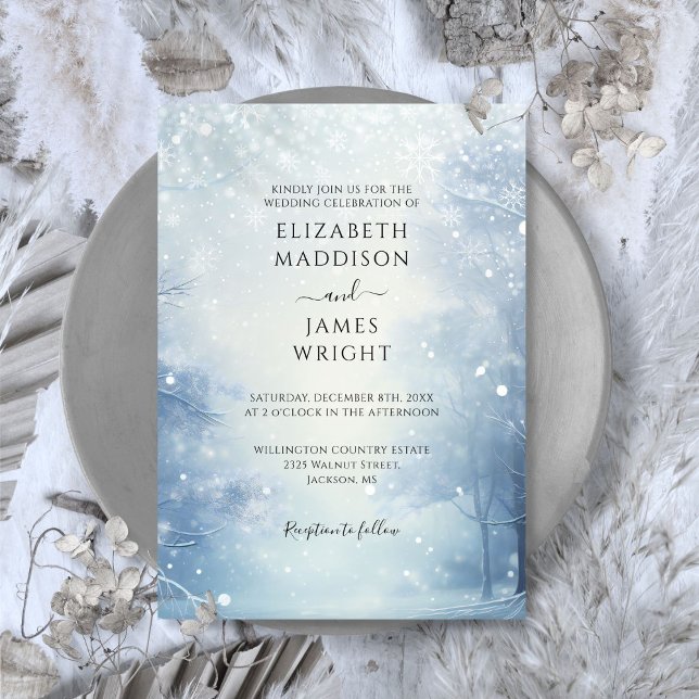 Winter Wonderland Forest Wedding Einladung (Winter Wonderland Forest Wedding Invitation)