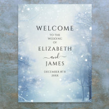 Winter Wonderland Forest Wedding Willkommenszeiche