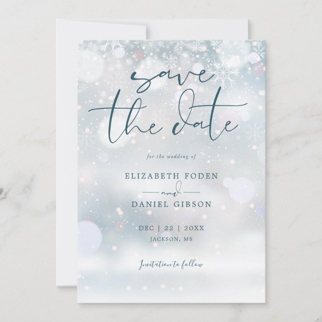 Winter Wonderland Foto Snow Wedding Save The Date (Vorderseite)