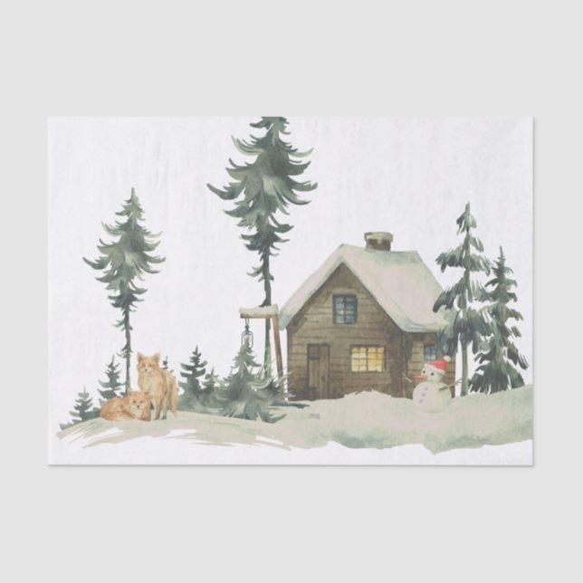 Winter Wonderland Foxes Decoupage Seidenpapier (Vorderseite)