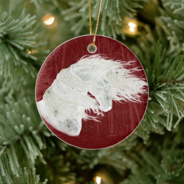 Winter Wonderland Friesian Horse 3 Ornamant Keramik Ornament (Baum)