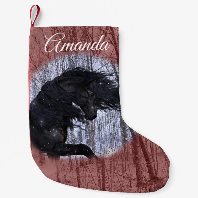 Winter Wonderland Friesian Horse Stocking Kleiner Weihnachtsstrumpf (Vorderseite)