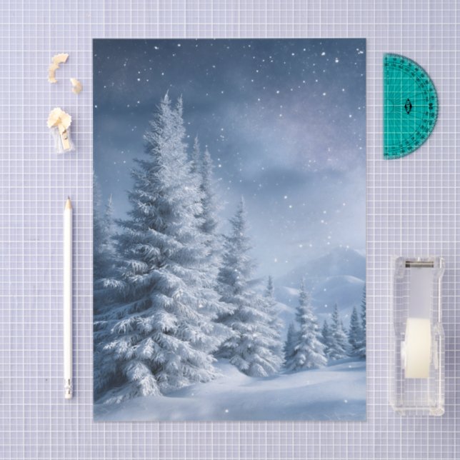 Winter Wonderland Frosted Trees Snowy Forest Seidenpapier (Handwerk)