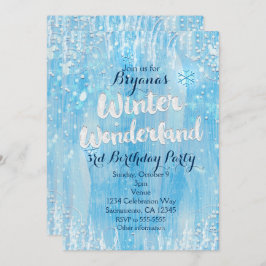 Winter Wonderland Frozen Ice Blue Party Einladung