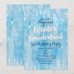 Winter Wonderland Frozen Ice Blue Party Einladung