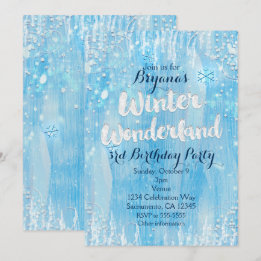Winter Wonderland Frozen Ice Blue Party-Einladung Einladung