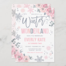 Winter Wonderland Geburtstag Silver Pink Schneeflo