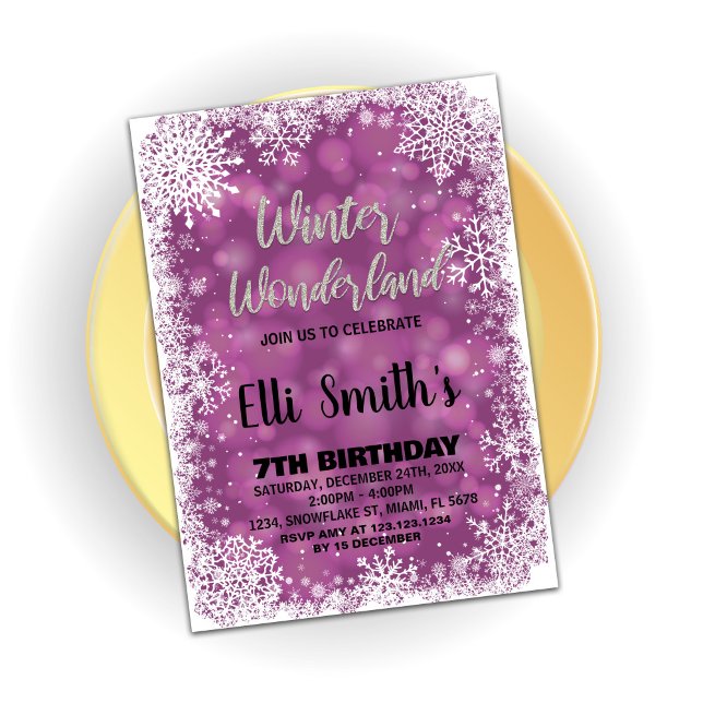 Winter Wonderland Geburtstagseinladungen Lila Einladung (Winter Wonderland Birthday Invitations Purple)
