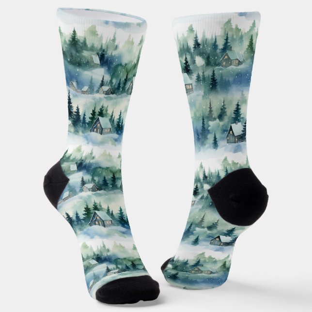 Winter Wonderland - Gemütliche Aquamarine Hütte un Socken (Gewinkelt)