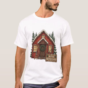Winter Wonderland - Gemütliche rote Hütte im Schne T-Shirt