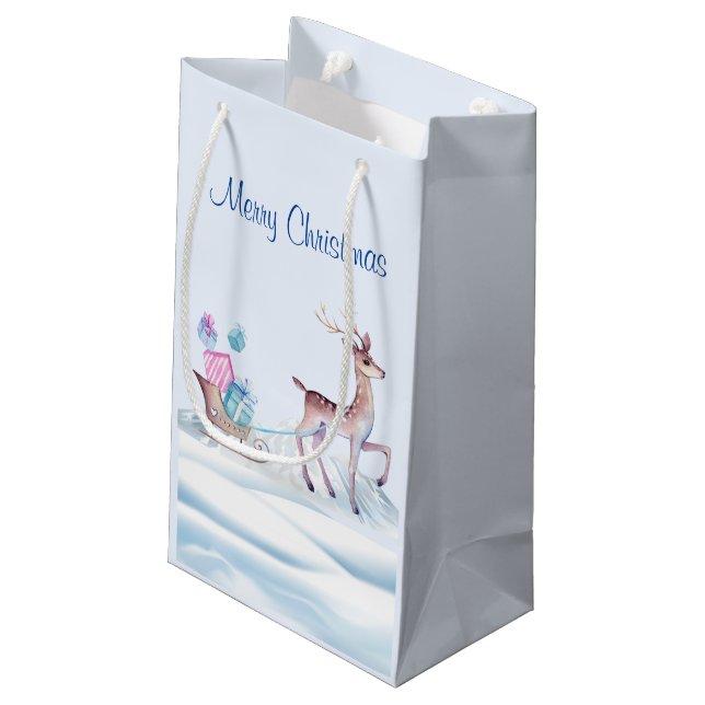Winter Wonderland-Geschenktasche Kleine Geschenktüte (Rückseite Schrägansicht)