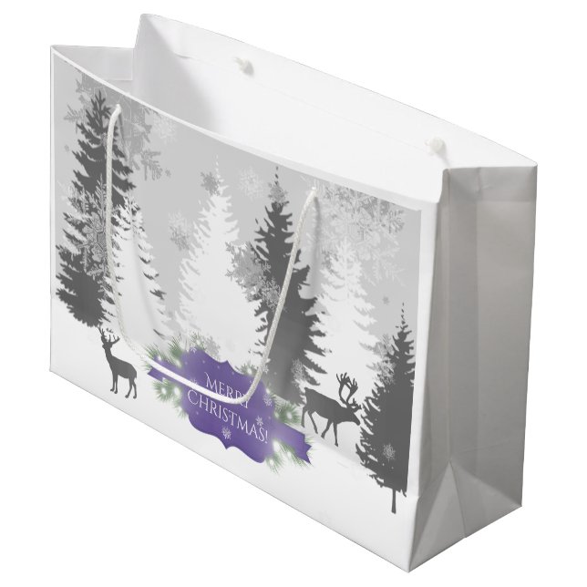 Winter Wonderland Gift Bag - Lila Große Geschenktüte (Vorderseite Schrägansicht)