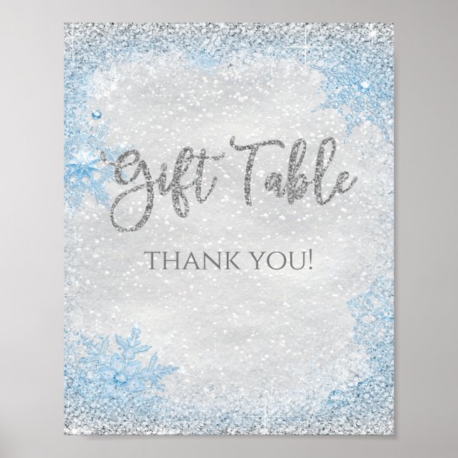 Winter Wonderland Gift Table Sign Poster (Vorne)