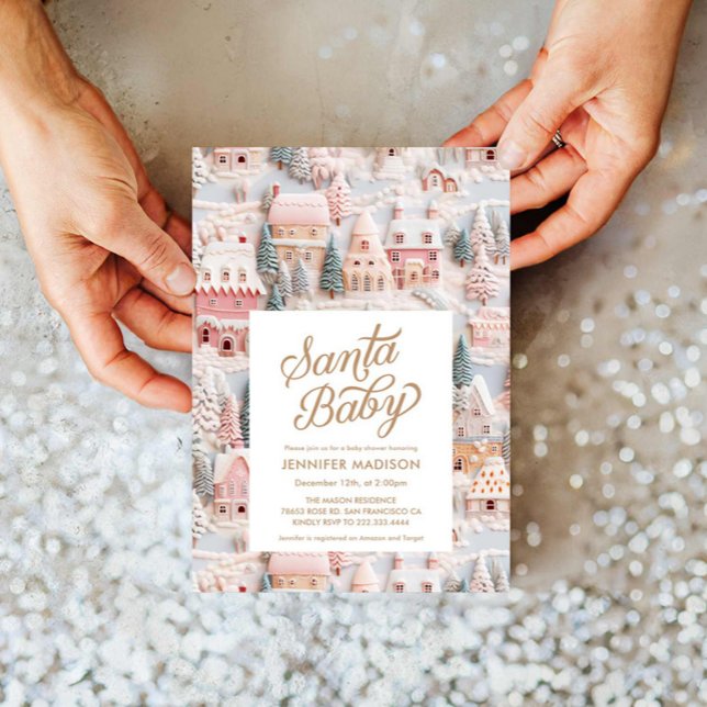 Winter Wonderland Girl Baby Dusche Einladung (Santa Baby Winter Baby Shower Invitation)