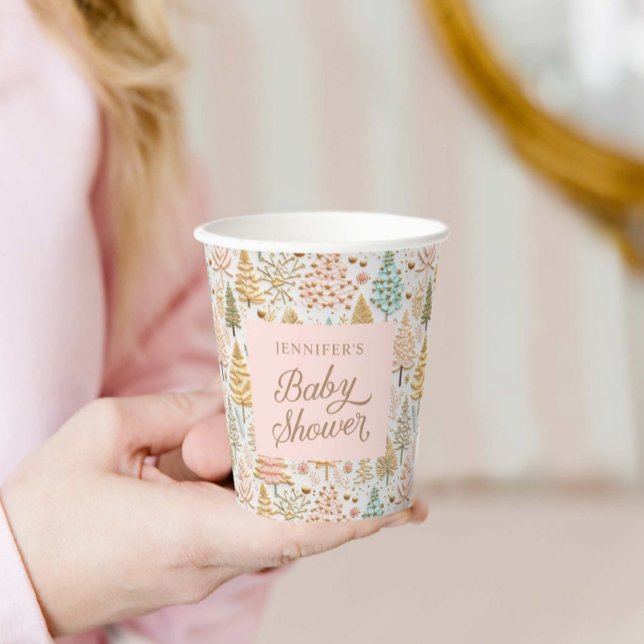 Winter Wonderland Girl Baby Dusche Pappbecher (Winter Girl Baby Shower paper cups)