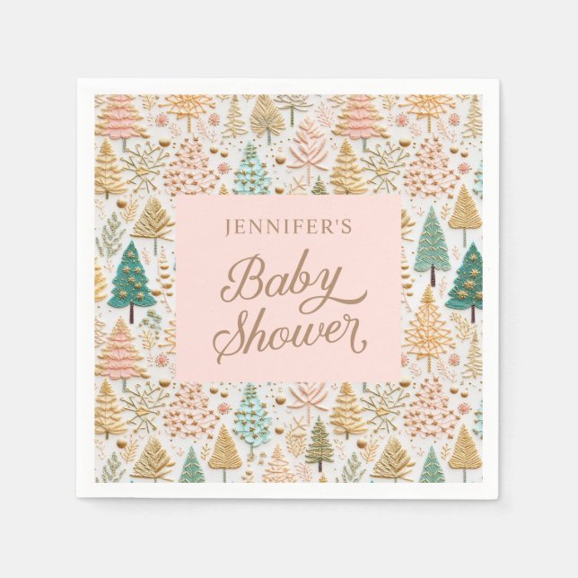Winter Wonderland Girl Baby Dusche Serviette (Vorderseite)