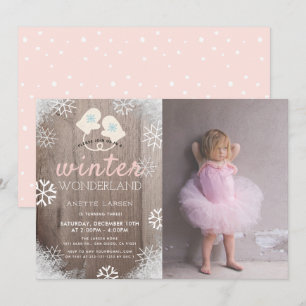 Winter Wonderland Girl Foto Geburtstag Einladung