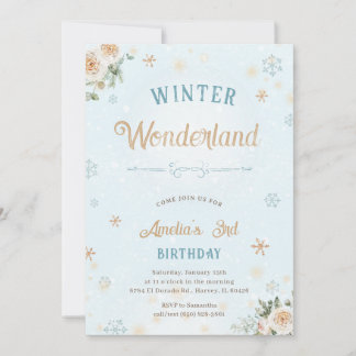 Winter Wonderland Girl Frozen Snow Geburtstagspart Einladung