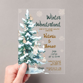 Winter Wonderland Green Neutral Baby Shower Acryleinladungen