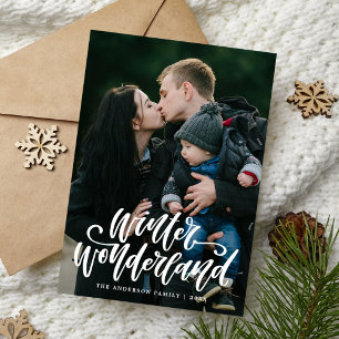 Winter Wonderland Handletter-Schrift Foto Feiertagskarte