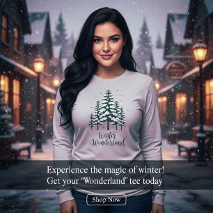Winter Wonderland Handschriftliche Kiefern T-Shirt