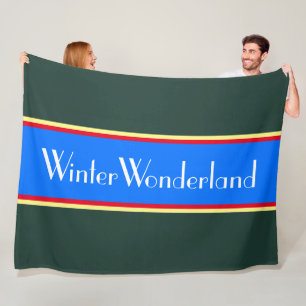 WINTER WONDERLAND Helle blaue Türkis Streifen Fleecedecke