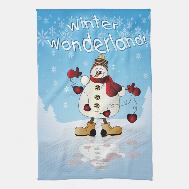 Winter Wonderland Herzensschneemann Handtuch (Vertikal)